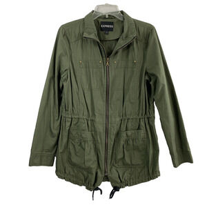 Express Military Green Jacket Womens Small Drawstring Waist & Bottom Lightweight
